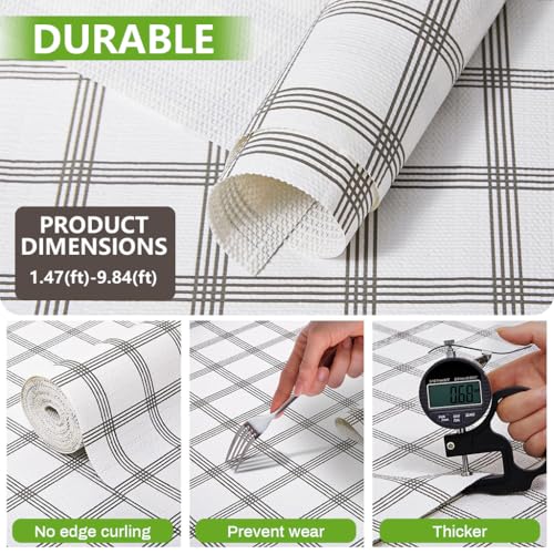 HASTHIP® Cabinet Liner Mat PVC Anti-Slip Check Printed Liner Mat Waterproof Shelf Drawer Cupboard,Trim to Fit,45cm x 300cm