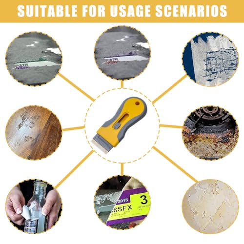 HASTHIP® Retractable Metal Scraper with 30PCS Blades Stain Glue Removal Tool Wall Cleaning Razor for Removing Stickers Labels on Glass Tiles