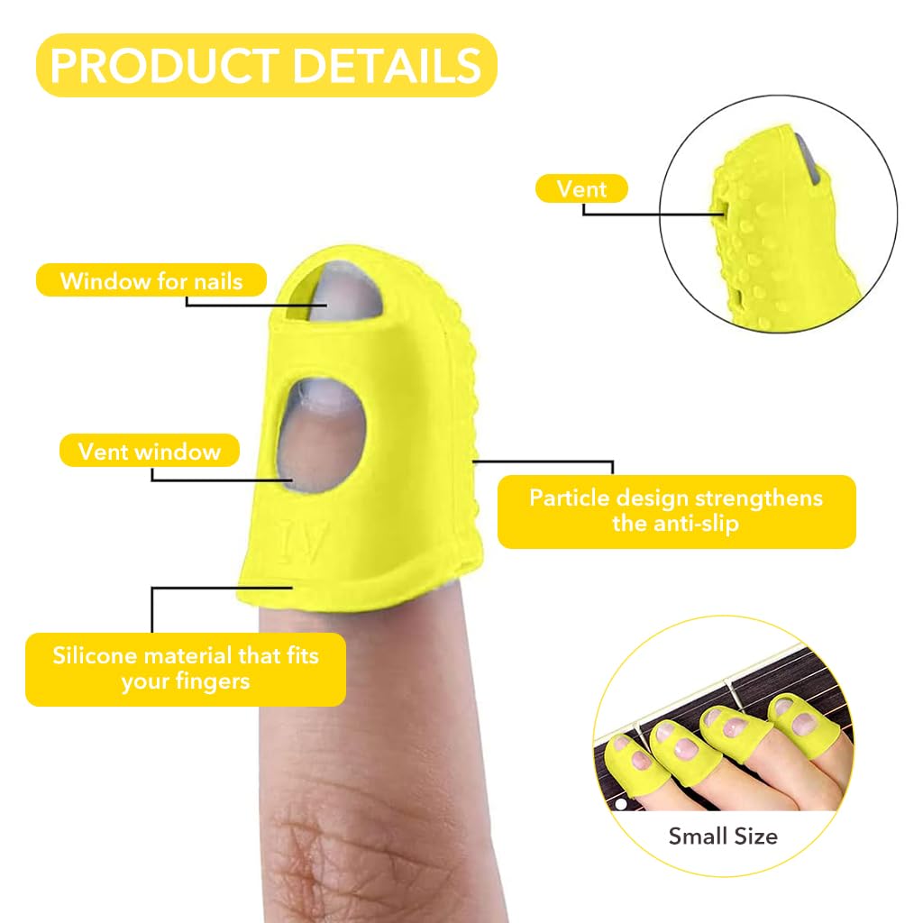 PATPAT Guitar Finger Silicone Cover for Kids with 18mm Anti Slip Grip | 10pcs Fingertip Protectors