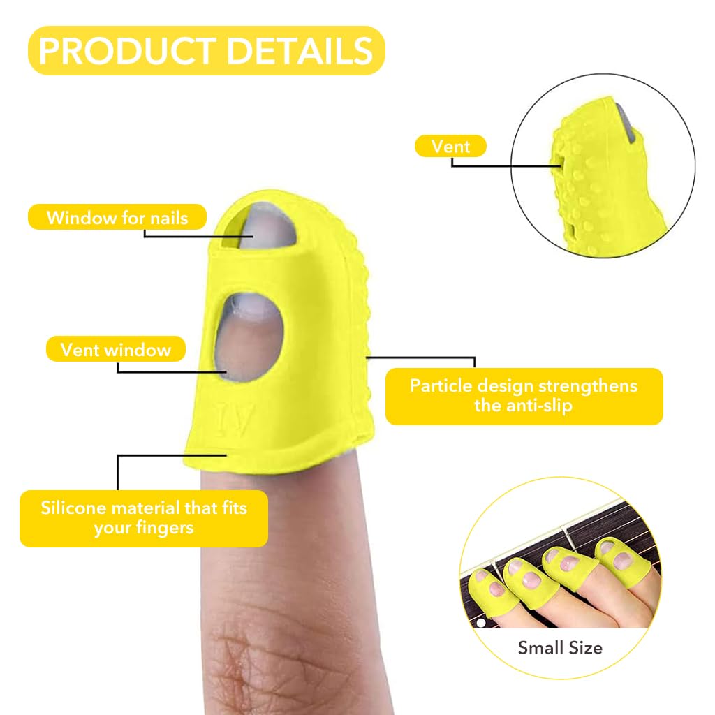 PATPAT® 10Pcs Guitar Finger Silicone Cover for Kids Small Size Silicone Fingertip ProtectorsGuitar Finger Protection for Beginner Pressing String Finger Cover 18mm