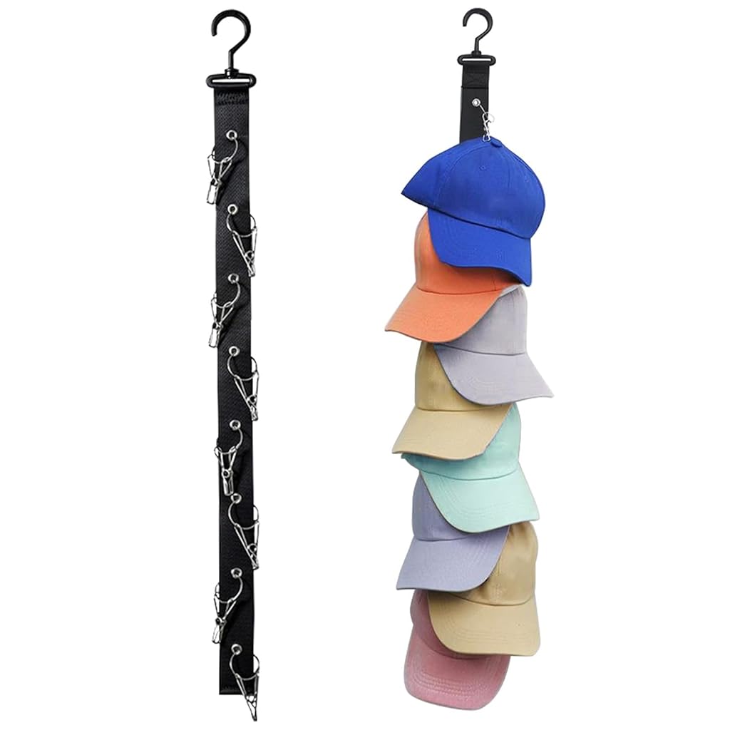 HASTHIP® Hat Organizer Holder,Closet Cap Organizer,Baseball Hat Rack for Baseball Caps Hanging Over The Door Cap-Black