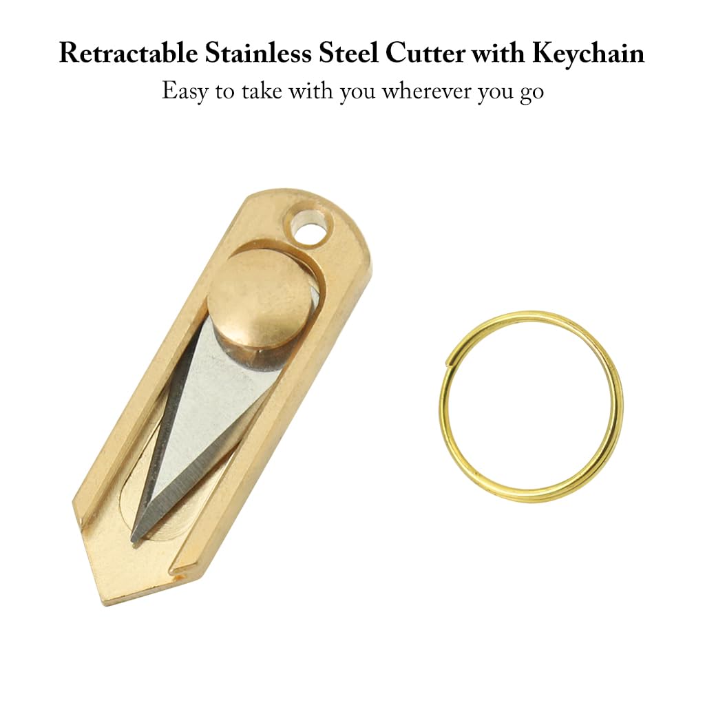 HASTHIP Pocket Cutter for Boxes and Letters with Retractable Blade and Keychain | Stainless Steel Mini Utility Tool