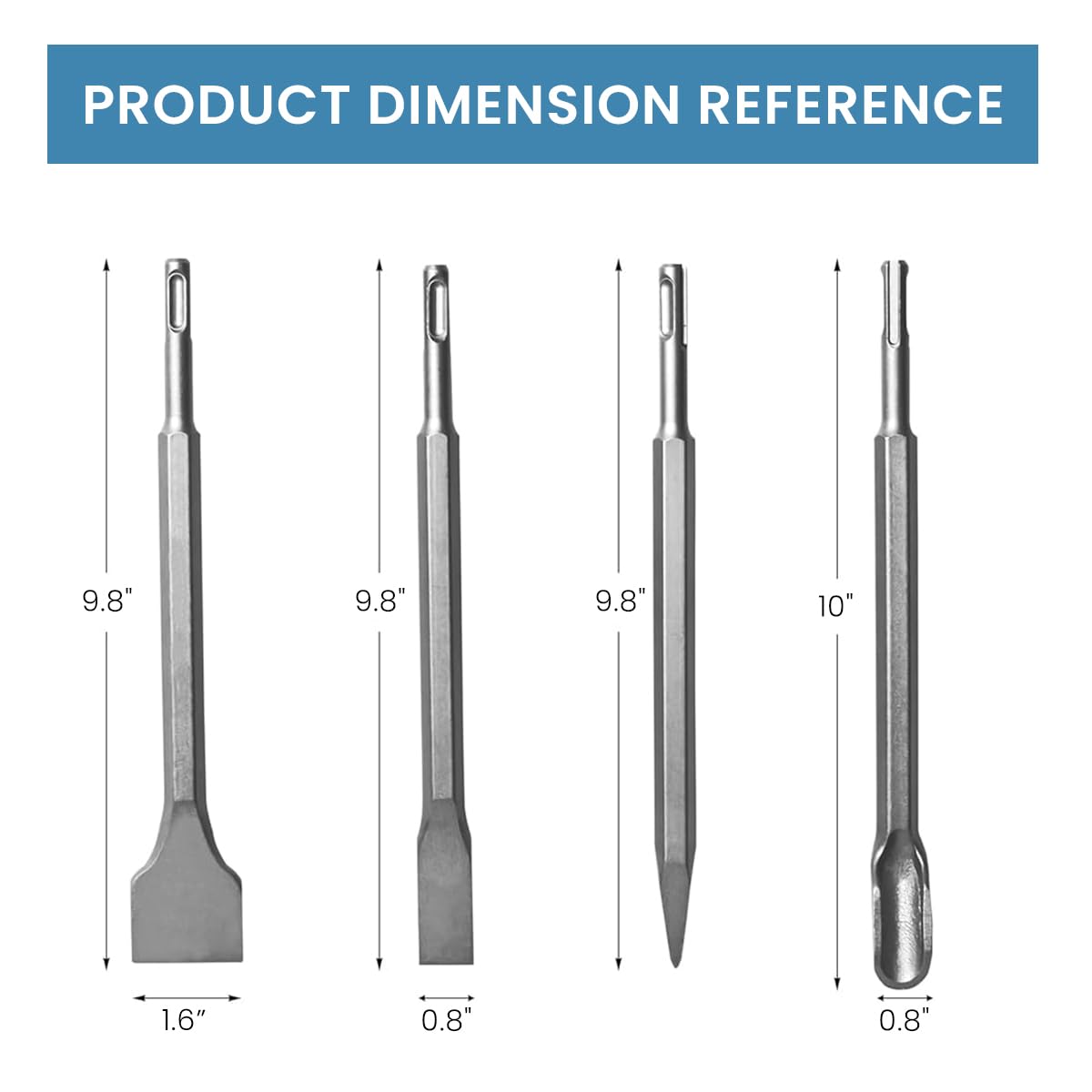 Serplex Chisel Set for Masonry and Concrete with SDS Plus Shanks and Hardened Steel | 4Pcs Rotary Hammer Bits