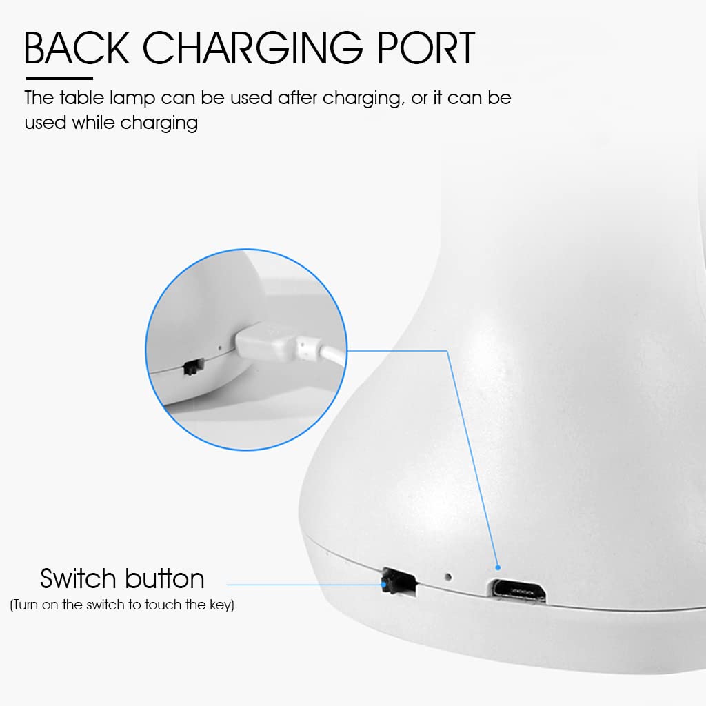 ELEPHANTBOAT LED Desk Lamp for Study with 120° Foldable Arm and Touch Control | USB Rechargeable