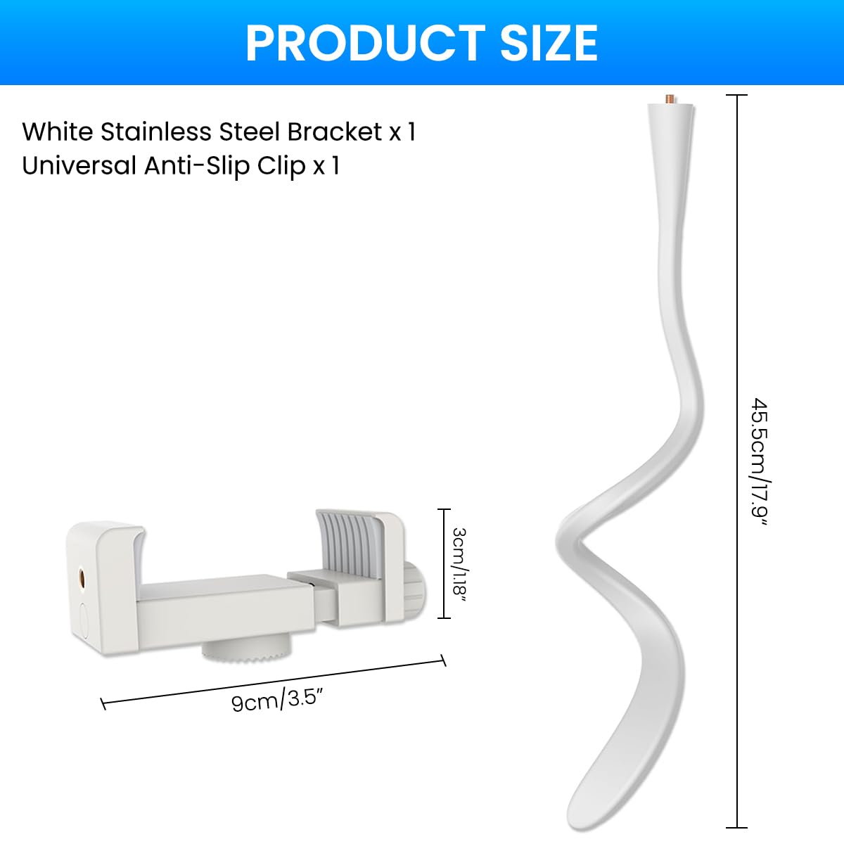 ZORBES Flexible Baby Monitor Mount for Infant Optics DXR-8 and DXR-8 Pro with Secure Clip | Adjustable Arm for Crib or Nursery