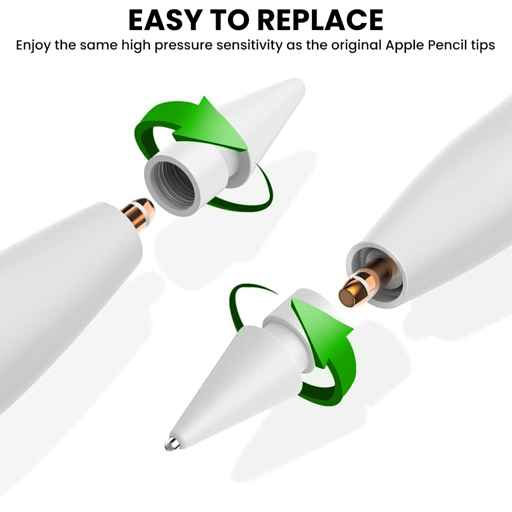ZORBES Apple Pencil Tip Replacement for 1st and 2nd Generation featuring 12PCS Nibs and 2 Metal Tips | Smooth Drawing and Writing