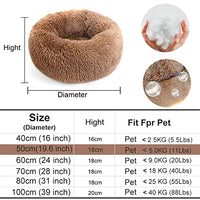 Qpets® 19.6''/50 CM Comfy Plush Dog Bed, Soft Plush Puppy Dog Kitten Cuddler Bed Pet Donut Cushion for Large Medium Small Dogs and Cats Pet Supplies