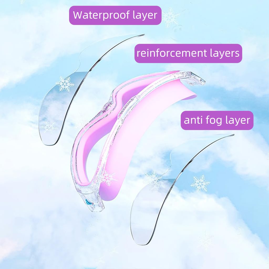 Proberos Swimming Goggles for Girls 6–12 with UV Protection Anti Fog Coating and Earplugs | Adjustable Silicone Strap 3PCS