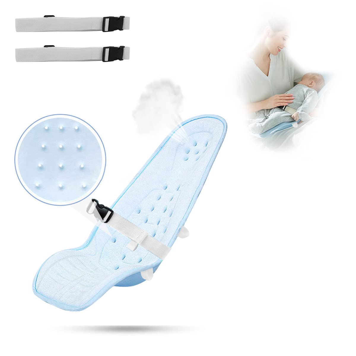 SNOWIE SOFT Baby Feeding Pillow for Nursing with 45° Ergonomic Support and Safety Belt | Gift for New Moms