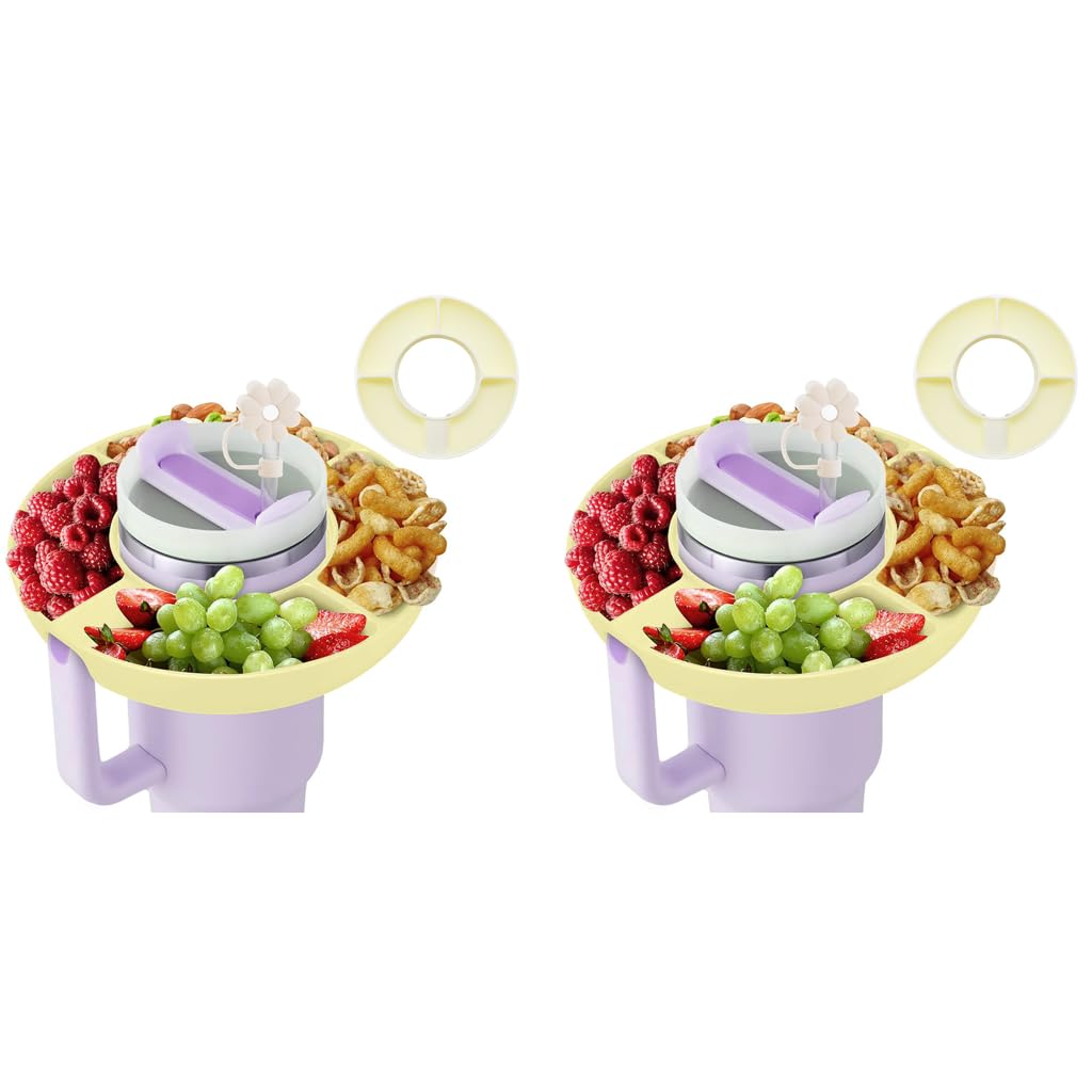 Supvox Snack Tray for Stanley Cup 40oz with 4 Grid Design and BPA Free Silicone Container | 2PCS