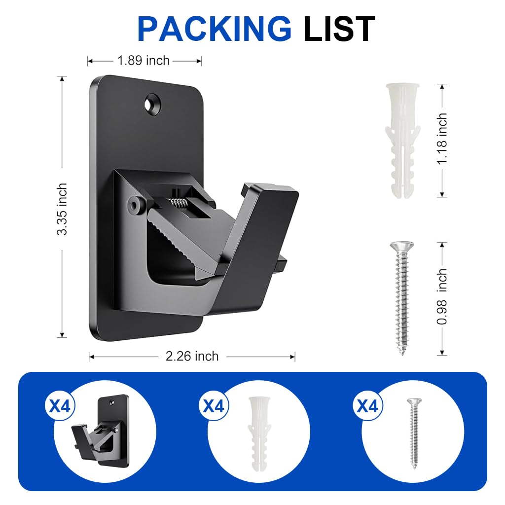 HASTHIP Curtain Rod Brackets for Wall Drapery | 4Pcs Metal Self Adhesive Holders