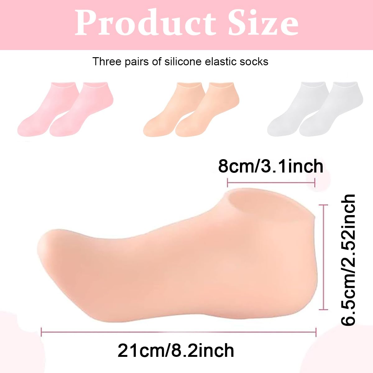 MAYCREATE® Silicone Moisturizing Socks, Silicone Socks for Dry Cracked Feet, Silicone Gel Spa Socks for Dry Cracked Skin, Foot Softening, Calluses, Foot Care After Pedicure