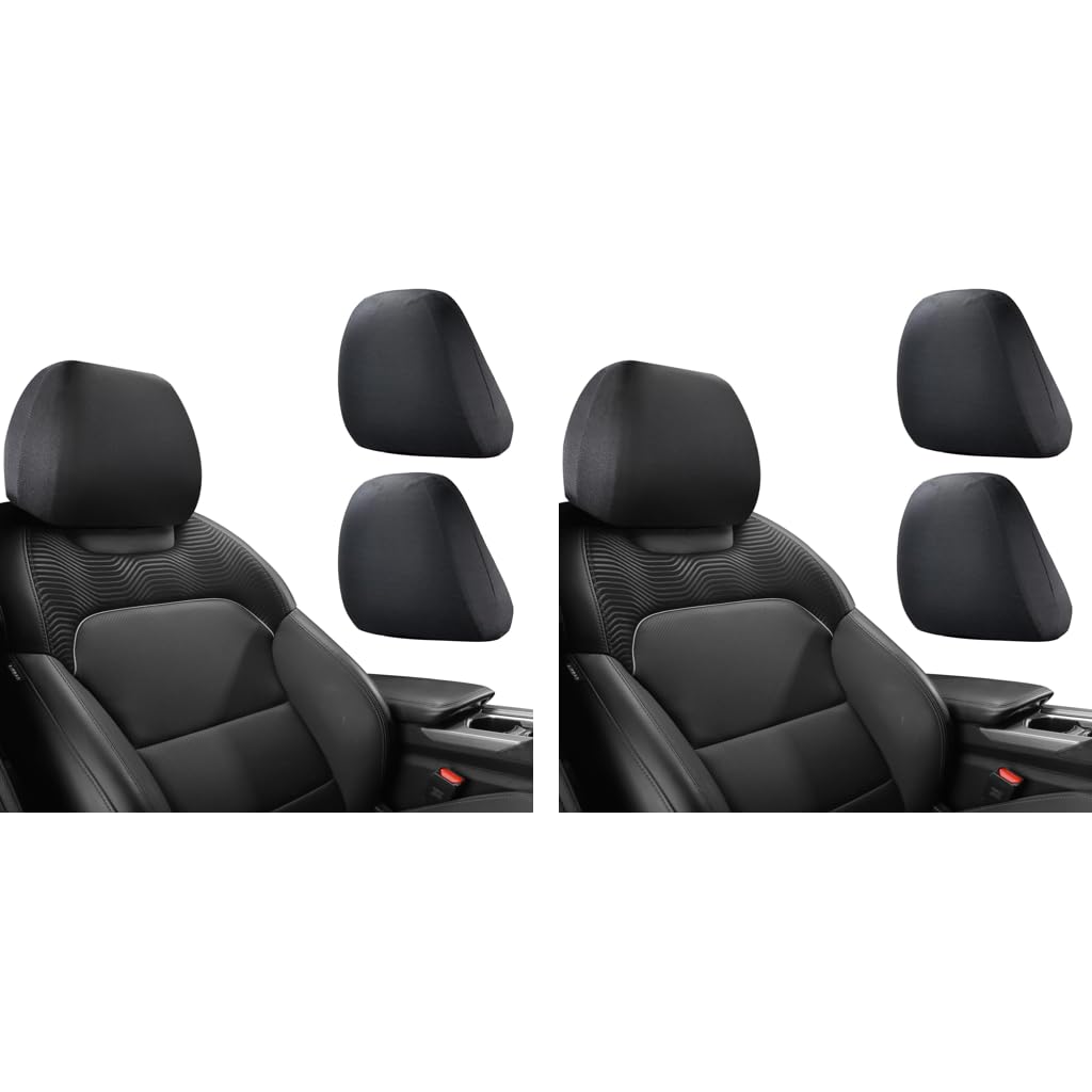 STHIRA Car Headrest Covers 9 x 10.6 for Universal Fit with Stretchy Slip On Design | Minimalist Black Dustproof Upholstery Accessories