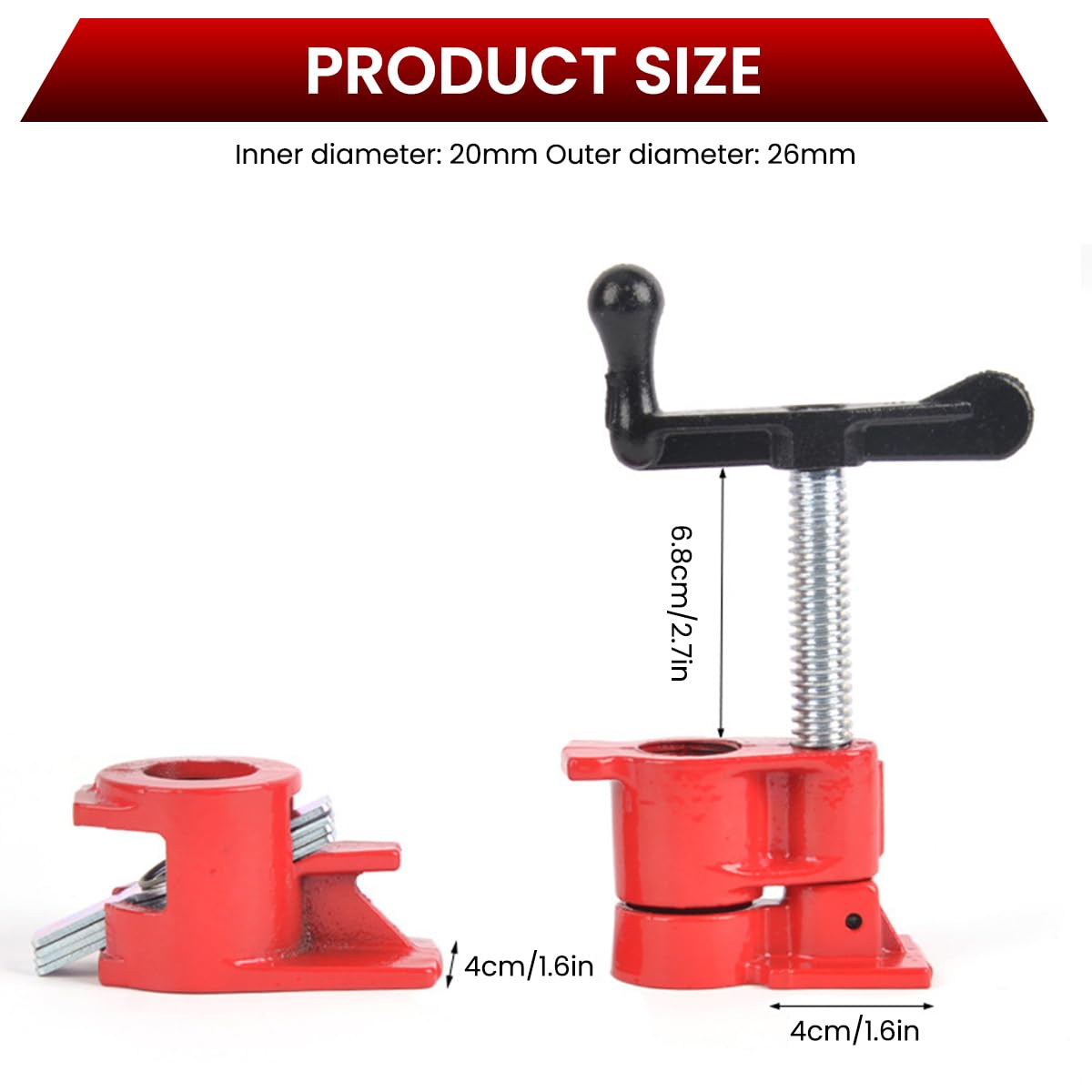 Serplex Pipe Clamps 1/2 in for Woodworking and Carpentry DIY Projects | Set of 2