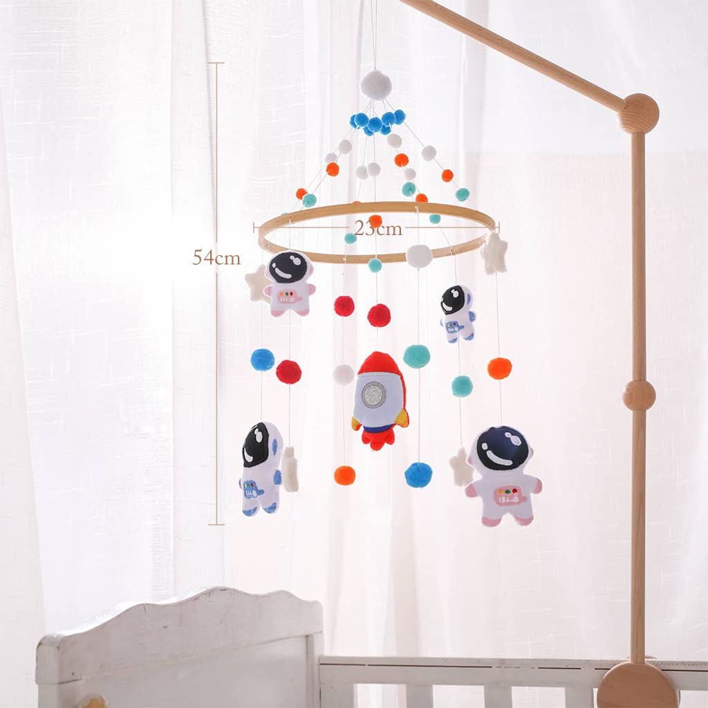 PATPAT Hanging Toys for Babies with Rotatable Spaceman Mobile and Soft Wooden Frame | Fun Crib Toy for Newborns