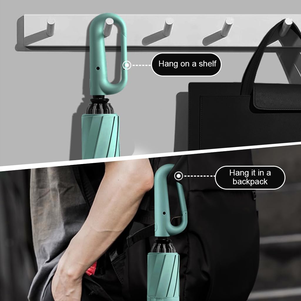 PALAY Umbrella for Travel with 50in Canopy and 10 Dual Ribs featuring Carabiner Handle | Automatic Open Close