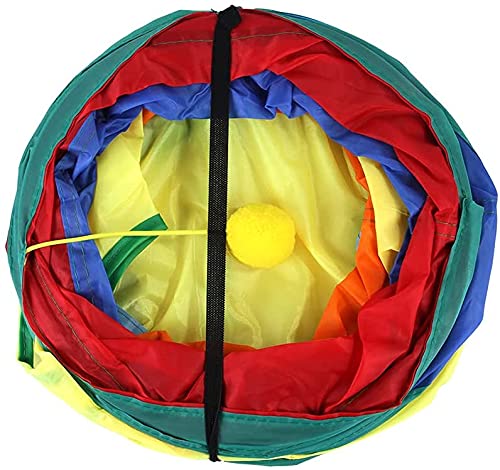 Qpets Cat Tunnel Combo for Indoor and Outdoor Play with 3 and 2 Way 25 cm × 80 cm Tubes | Foldable Rainbow Toy Set
