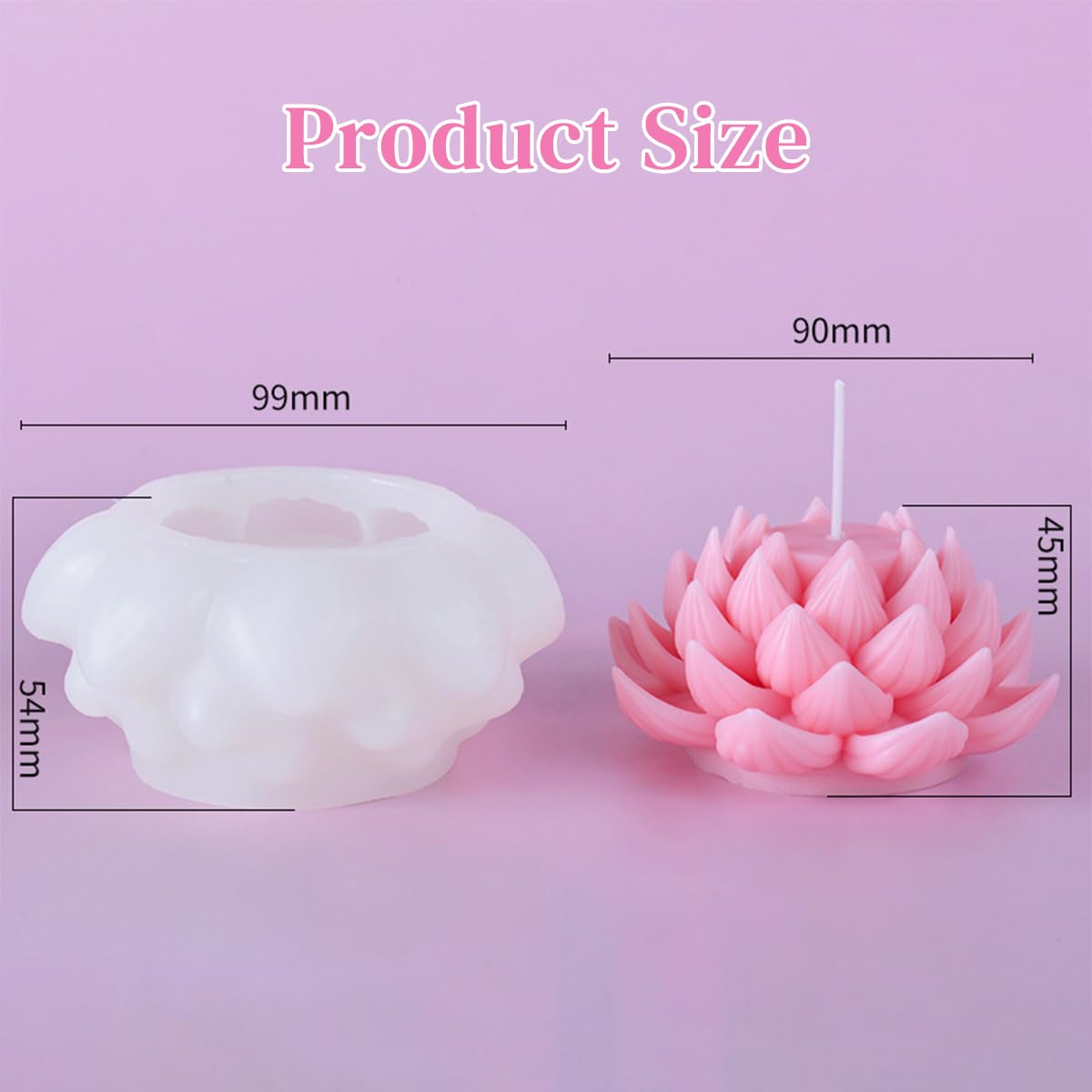 Supvox Lotus Resin Silicone Mold for DIY Candles and Soap with 3.74×1.65 in Size | Food Grade Flexible Material