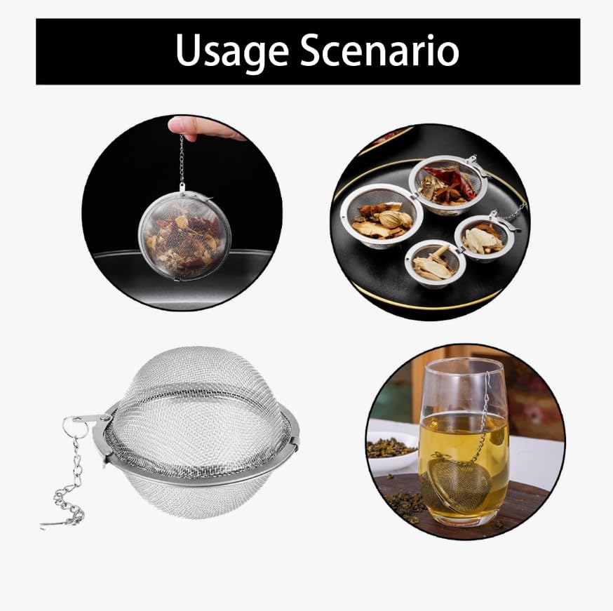 ZIBUYU Tea Strainer Infuser 2pcs for Loose Leaf Tea with Fine Mesh Filter & Reusable Stainless Steel Design