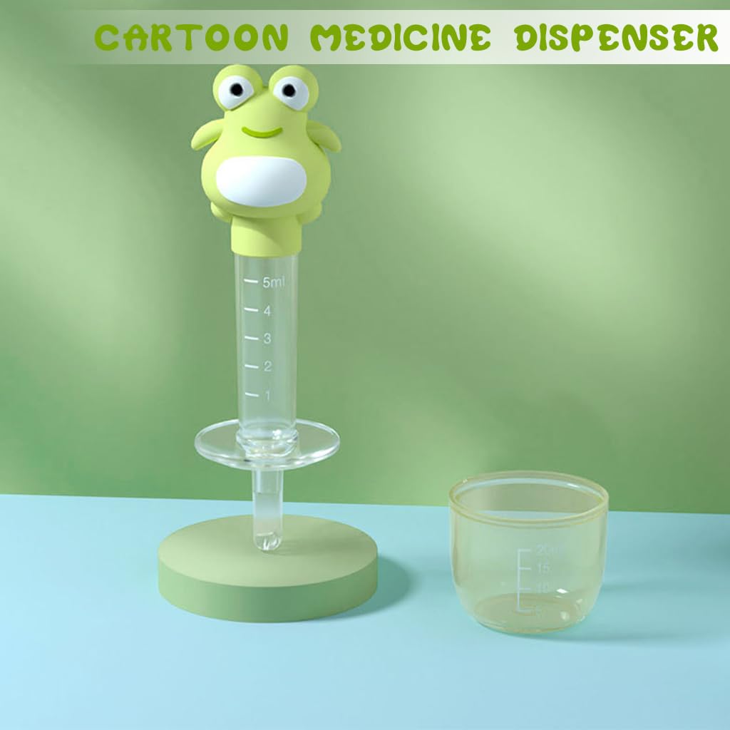 ZIBUYU Baby Medicine Feeder for Infants with Frog-Shaped Silicone Dispenser | Green