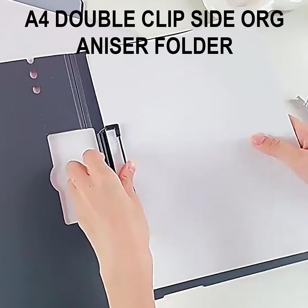 ZIBUYU A4 File Folder Clipboard for Office and School with 100 Sheet Capacity featuring 360° Flip Cover and Pen Holder | Waterproof PP Dark Blue