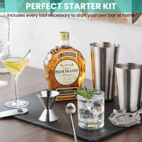 HASTHIP® Cocktail Set 8Pcs Cocktail Shaker Set Drink Mixer, 304 Stainless Steel Portable Bartender Kit with Cocktail Shaker 26oz, Mixing Spoon Bar Accessories for Home Bar Beginner Bartenders