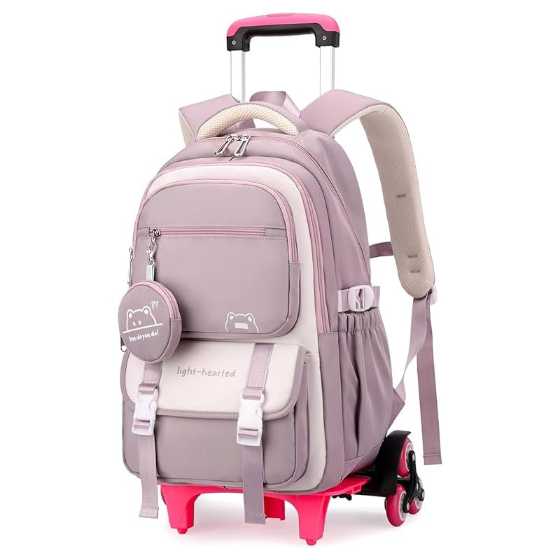 PALAY School Backpack for Girls 30L with Removable 6 Wheel Trolley and Dual Compartments
