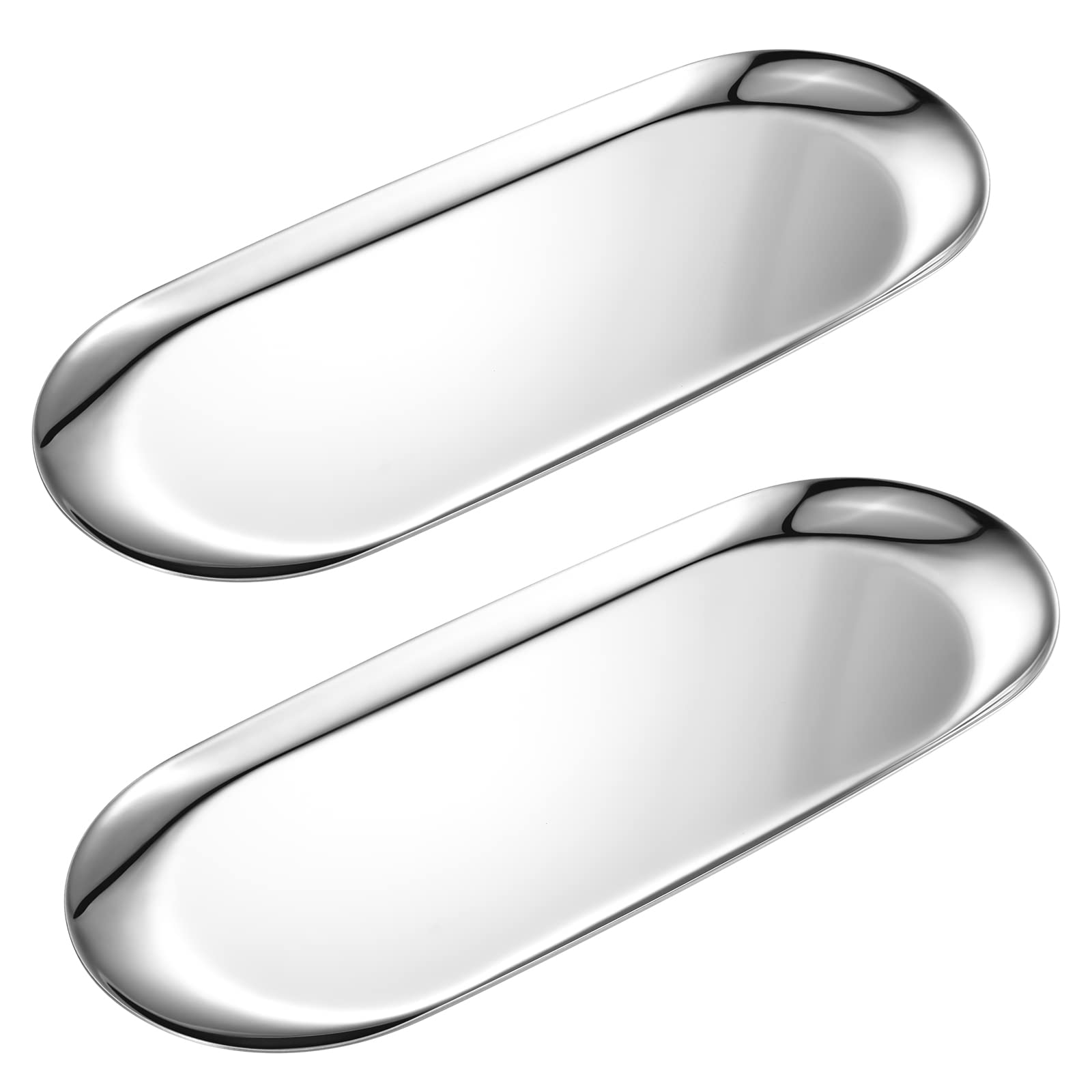 HASTHIP® 2Pcs Silver Trays Stainless Steels Jewelry Organizer