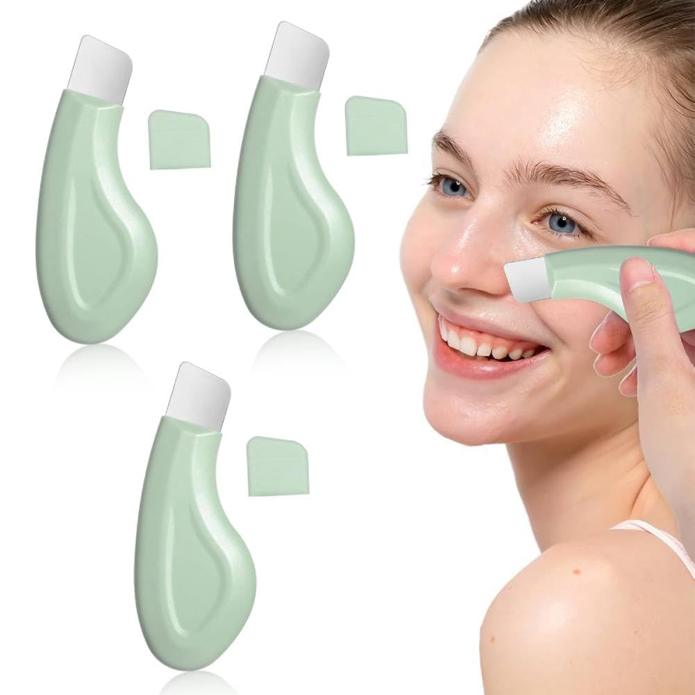 MAYCREATE Blackhead Removal Tool for Deep Cleansing with Silicone Handle | 3 PCS Stainless Steel Scrubber for Men and Women