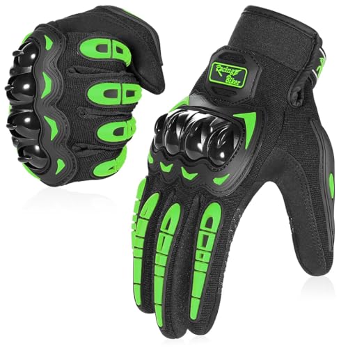 Proberos® Riding Gloves Green Unisex Motorcycle Gloves for Men and Women Anti-Slip Bike Riding Gloves Touch Screen Hard Knuckle Gloves for Outdoor Sports Cycling Motorcycle Hiking Climbing(Size: XL)