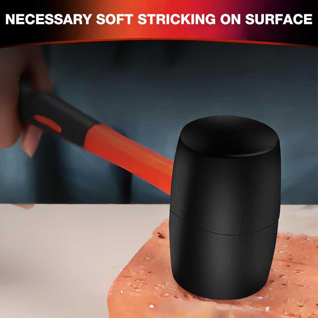 Serplex Rubber Mallet Hammer for Flooring and Woodworking with 12oz Head | Non‑marring Soft Face