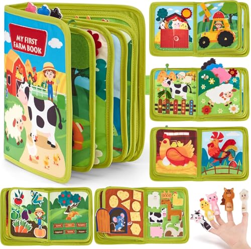 PATPAT® Farm Toddler Busy Binder, Montessori Busy Board for Toddlers 1-3 with Quiet Educational Activity and Learning Animal Knowledge