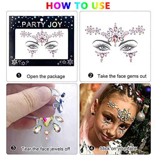 MAYCREATE® Face Gems Rhinestone Face Decoration Jewelry Sticker For Women Girls Mermaid's Tears Makeup Sticker Artist Temporary Eyes Decor Crystal Face Jewels for Festival, Party, Rave