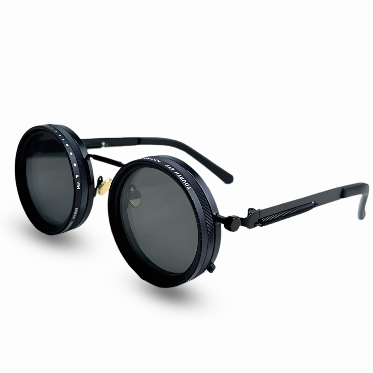 Proberos® Adjustable Shades Glasses Tint Rounded Polarized Lenses Filter Sunglasses 1-9 Gears Beach Eyewear Unisex, Black