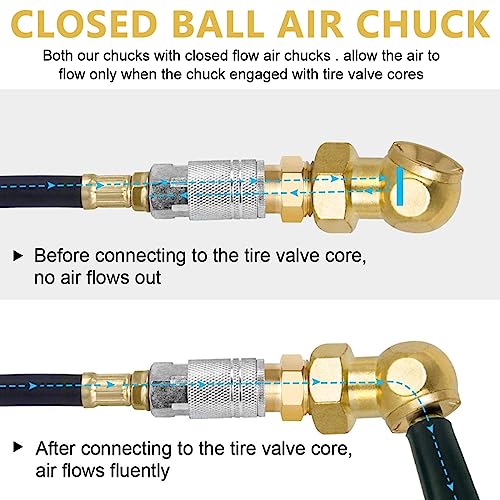 STHIRA® Heavy Duty Air Chuck Set Dual Head Standard Male Quick Plug & 1/4 Inch Female NPT Closed Ball, Easy to Connect for Air Compressor & Inflator 2 Way Connection Air Chuck Set