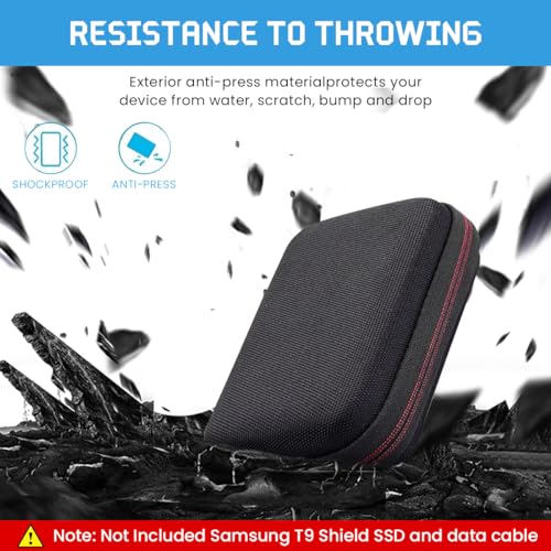 Zeitel® Hard Carrying Case for Samsung T9 Portable Solid State Drives 1TB 2TB 4TB Storage EVA Waterproof SSD Travel Bag Accessory with Handstrap No Included Black 2PCS