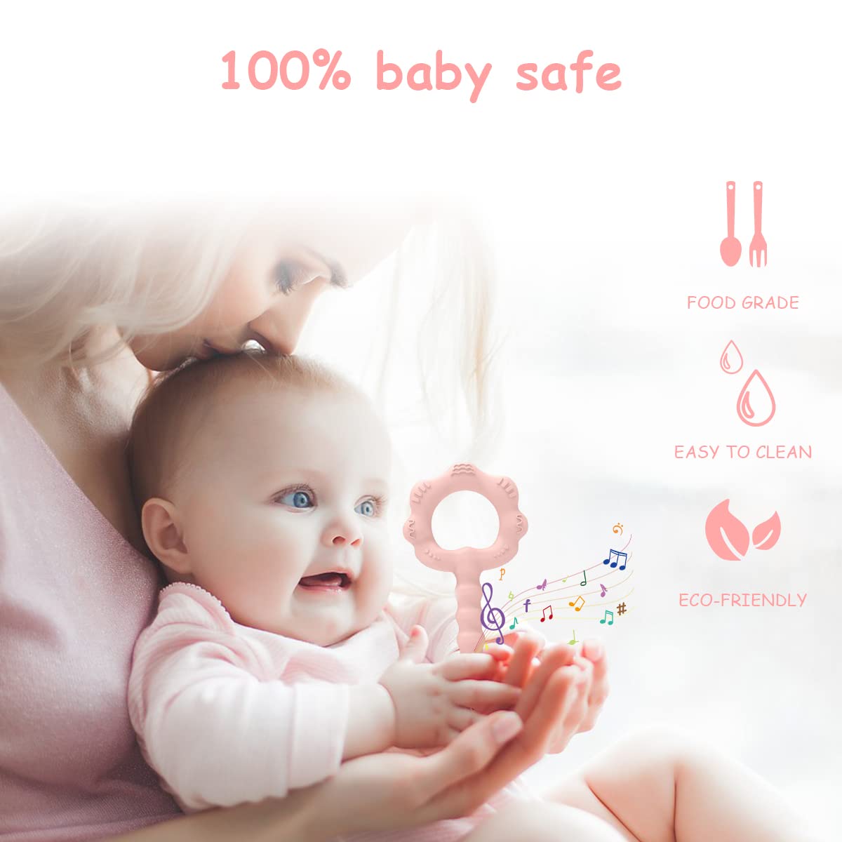 SNOWIE SOFT Baby Rattle Toy for 0 12 Months with Easy Grip Silicone Teether | Sensory Development