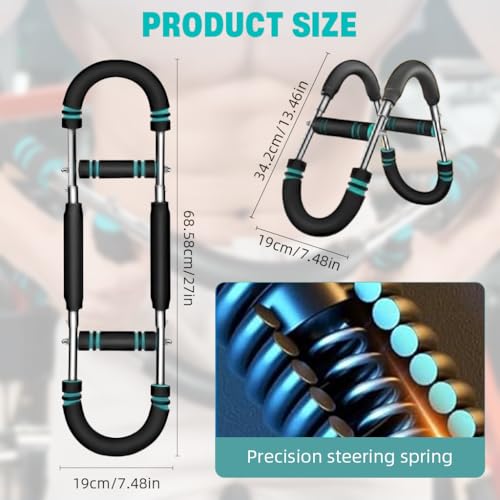 Proberos® Power Twister Arm Strength Trainer with Dual-Bar Design Adjustable Resistance Levels Foam Padded Grip Spring Steel Construction for Upper Body Forearm Wrist Strength Training 2PCS