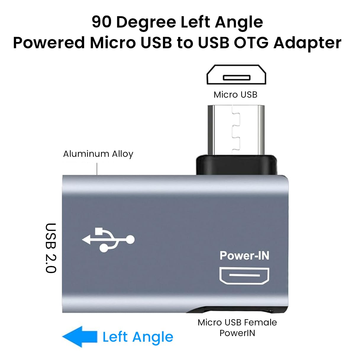 Verilux Micro to USB Adapter for Fire TV Stick 4K with Right Angle Design | OTG Cable for Android Devices