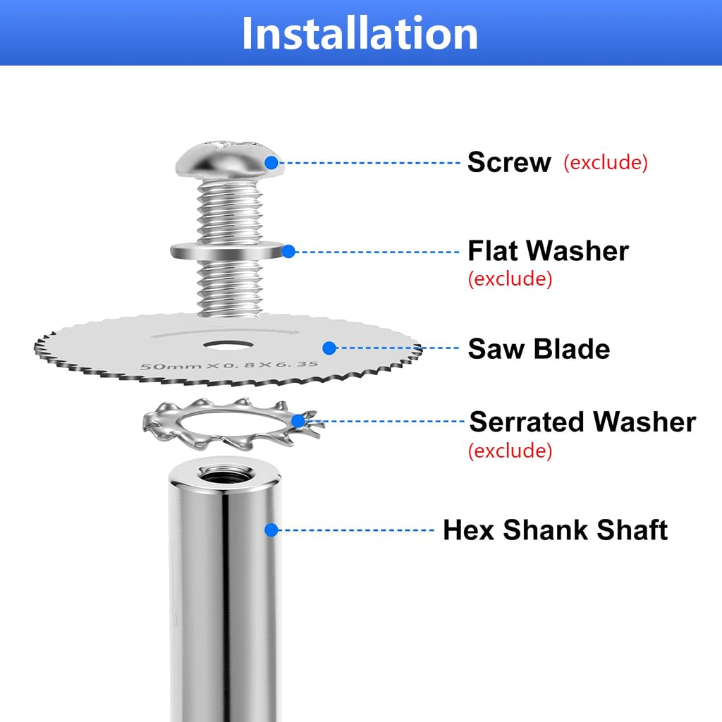 Serplex Rotary Drill Saw Blade Kit for Wood and Metal Cutting with 6 Mini Blades & Hex Shank