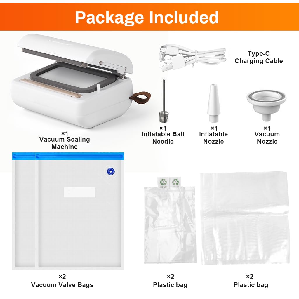 Supvox USB Vacuum Sealer Machine for Food Storage with Built in Cutter and 90x70x51mm Compact Design