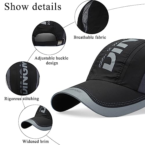 ZIBUYU® Sport Baseball Caps for Men and Women Breathable Cotton Cap, Stylish Summer Cap Outdoor Fishing Hiking Adjustable Buckle Casual Caps, Black