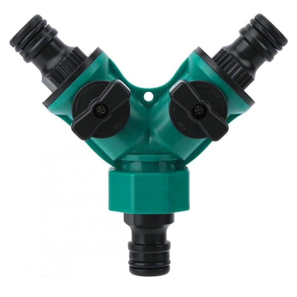 HASTHIP® Splitter 2 Way for Tap and Splitter Garden Irrigation, ABS 3 Way Valve with Separate Switch, 3/4 inch and 1/2 inch Water Tap Connectors