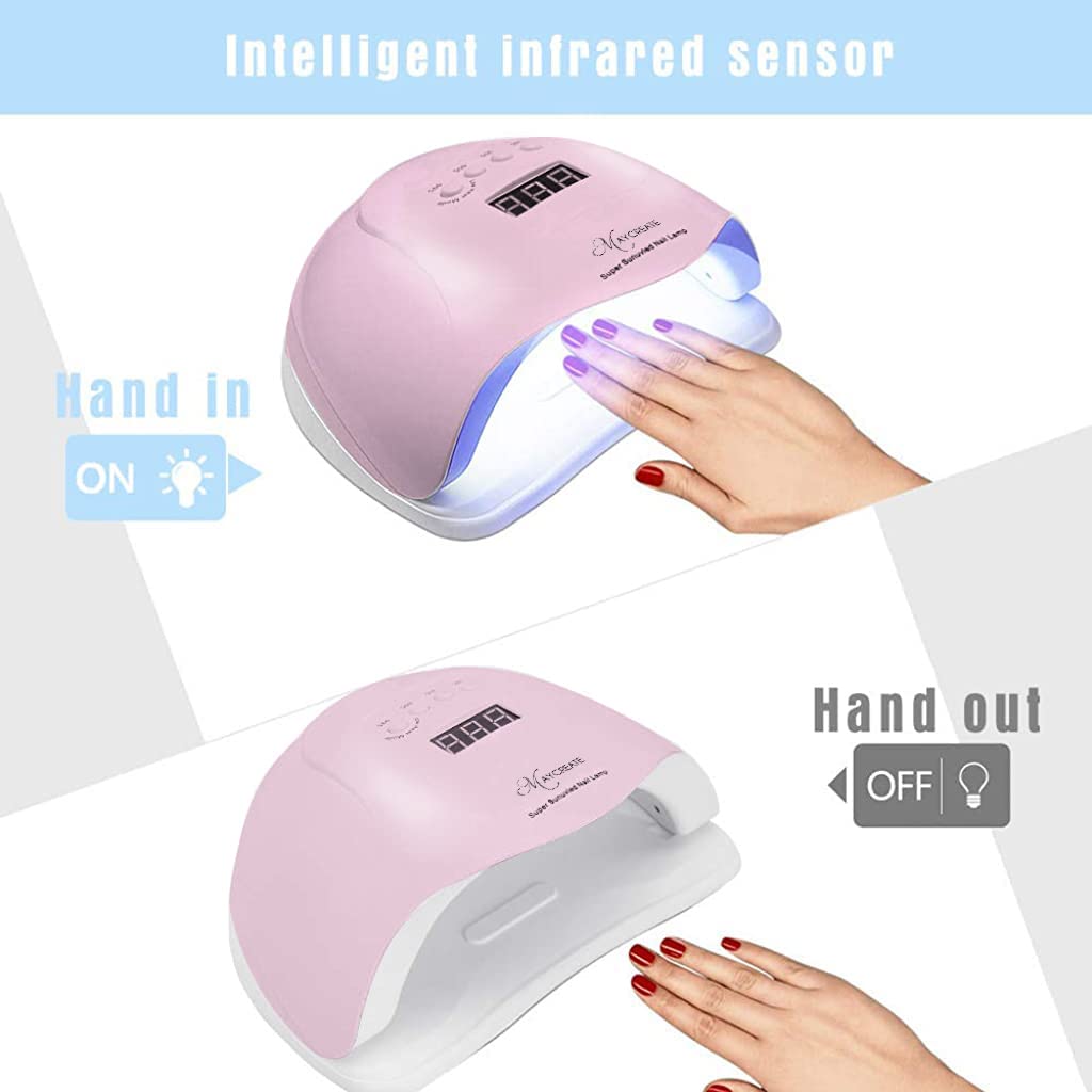 MAYCREATE  120W UV LED Nail Lamp - Faster Nail Dryer Gel Polish Light,UV Gel Lamp With 36 Light Beads & 4 Timer Setting,Professional Curing Lamp for Fingernail and Toenail (Pink)