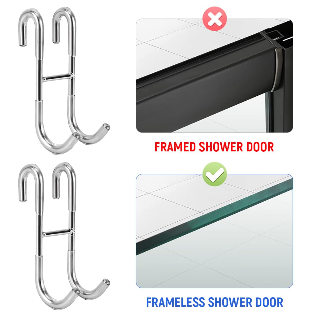HASTHIP Door Hooks for Kitchen and Bathroom with Dual Hook Design and Stainless Steel | 2Pcs Removable Over Door Hanging Hooks