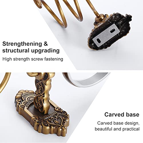 HASTHIP® Hair Dryer Stand Holder Retro Style All Aluminum Organizer Wall Mount Spiral Rack for Bathroom with Glue and Screws Without Hair Dryer 2 PCS