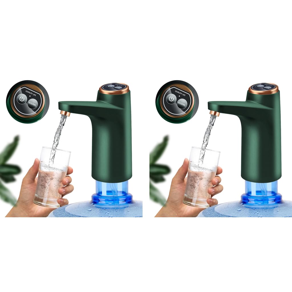 Automatic Water Dispenser Pump for 20 Litre Bottles featuring 1200mAh USB Rechargeable Design | 2 PCS Green