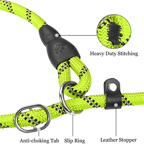 Qpets® 1.7M Dog Training Leash Durable Light Reflecting Adjustable Anti-Strain Braided Rope for Small Medium Large Dogs Green 5Feet 2PCS