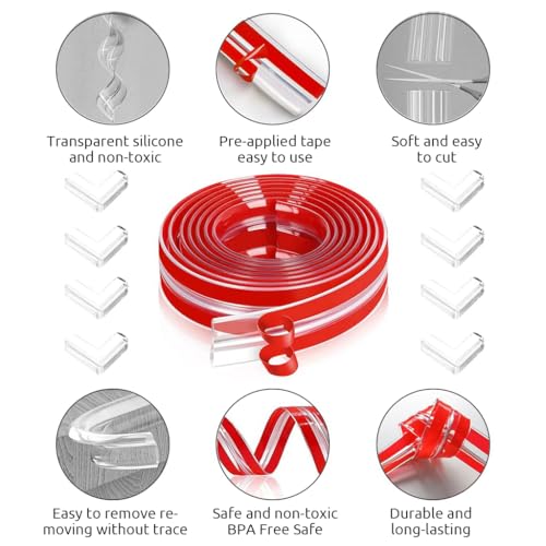SNOWIE SOFT® 6.6ft Edge Banding 24PCS Corner Protectors Self-Adhesive Clear L-Shaped Table Trim Child Safety Cushioning Guards Cuttable Furniture Sharp Edge Banding