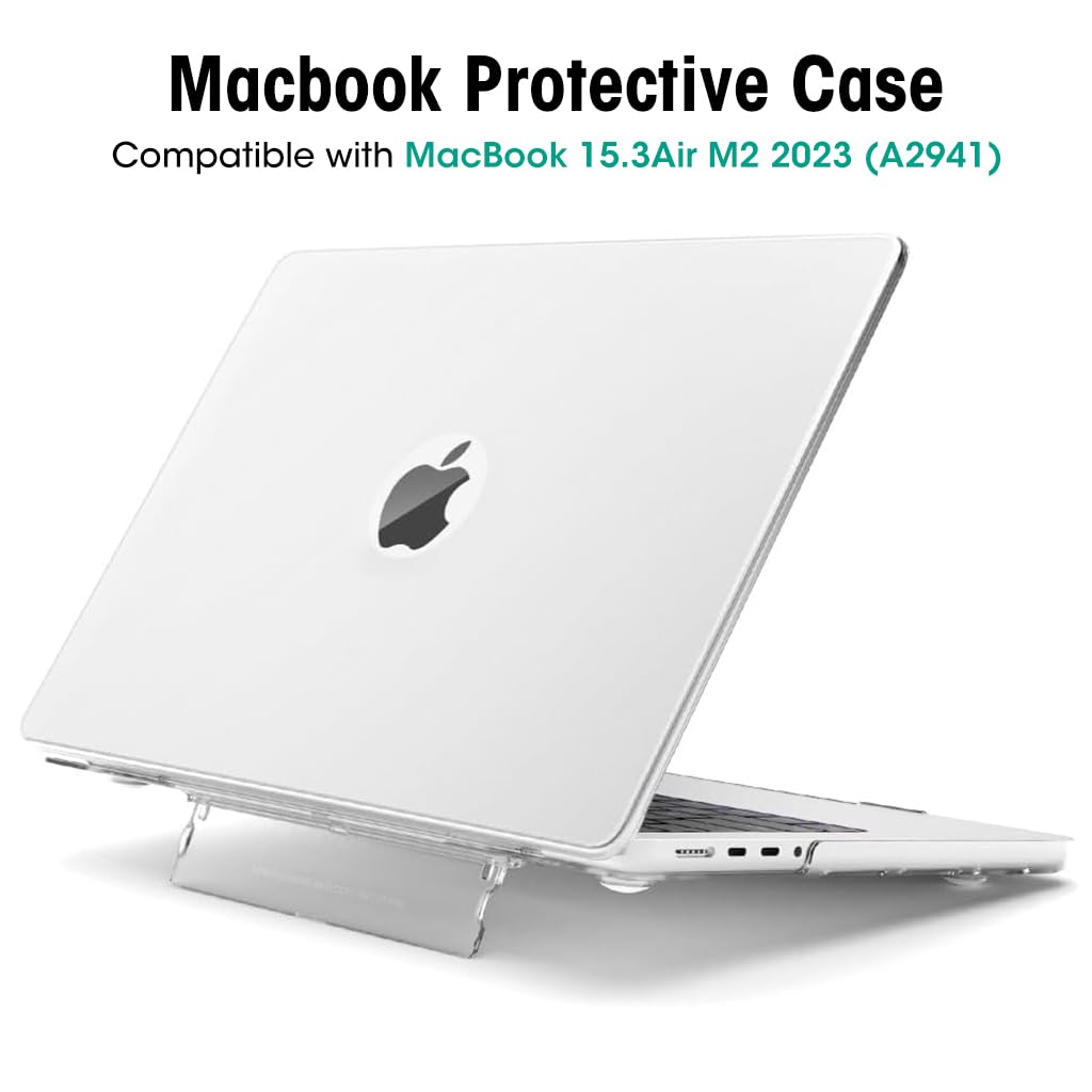 ZORBES Laptop Cover for MacBook Air 15.3 inch with Folding Riser Design Clear PC Case
